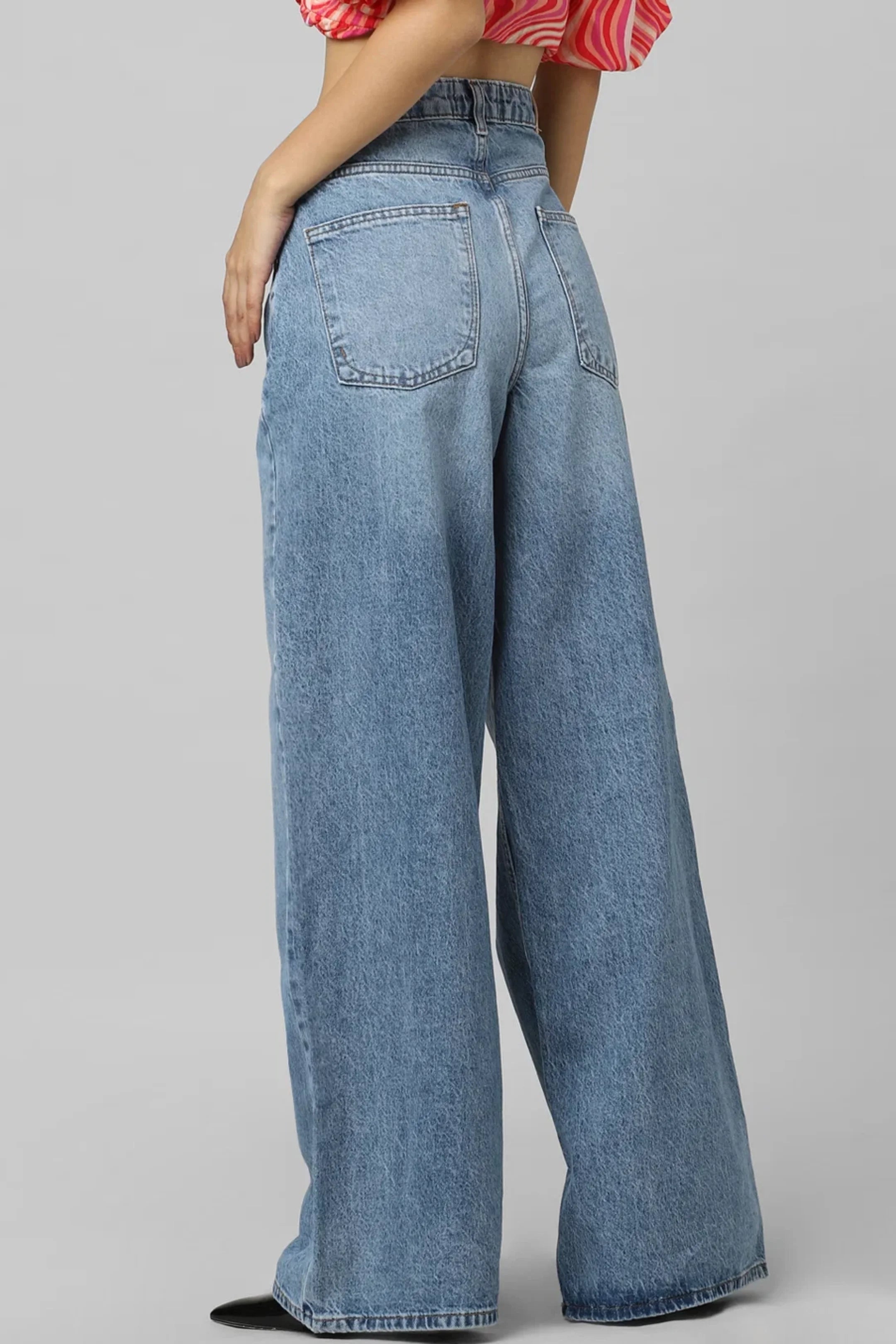 BLUE HIGH RISE EXTRA WIDE LEG JEANS