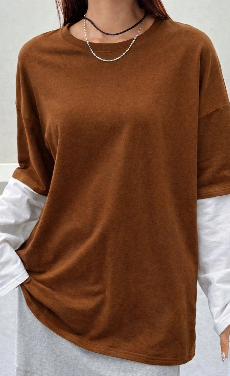 Oversized Layered T-Shirt - Mustard