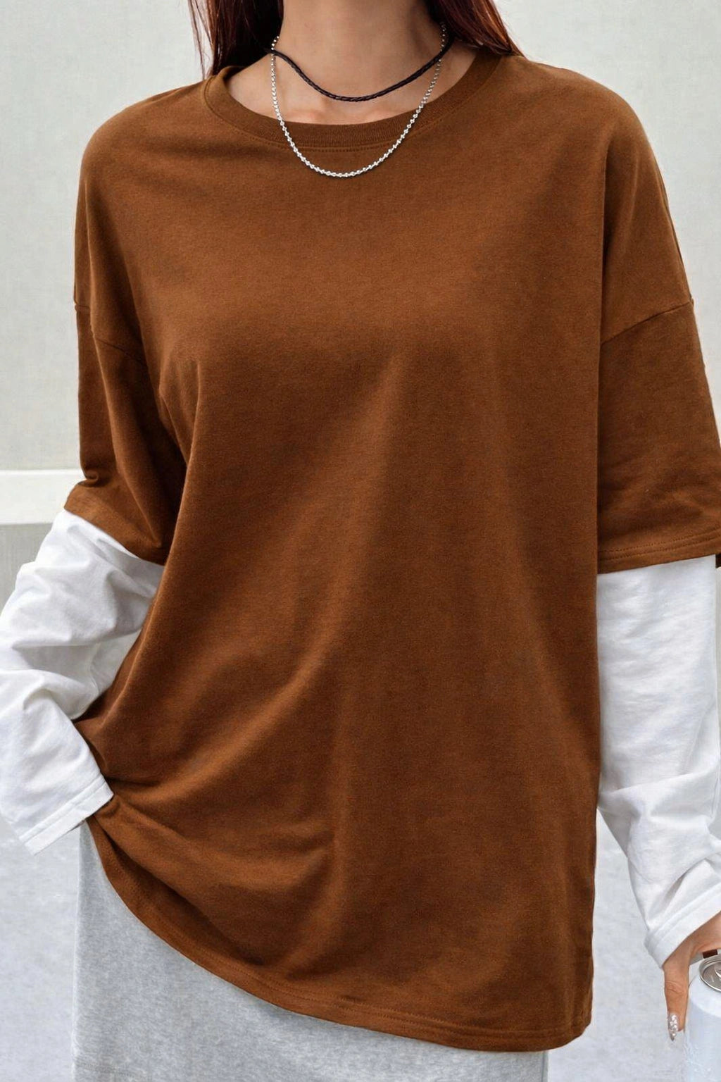 Oversized Layered T-Shirt - Mustard
