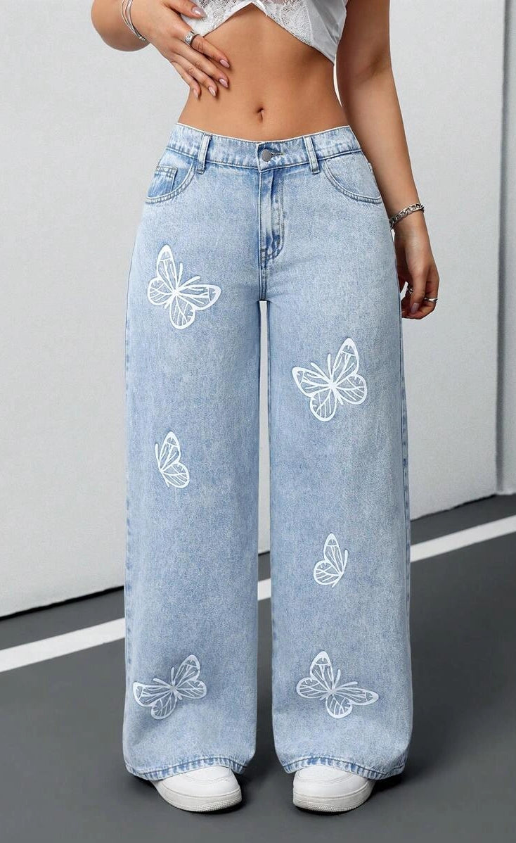 D600 Blue Bloom Wide-Leg Jeans (MINOR FAULT)