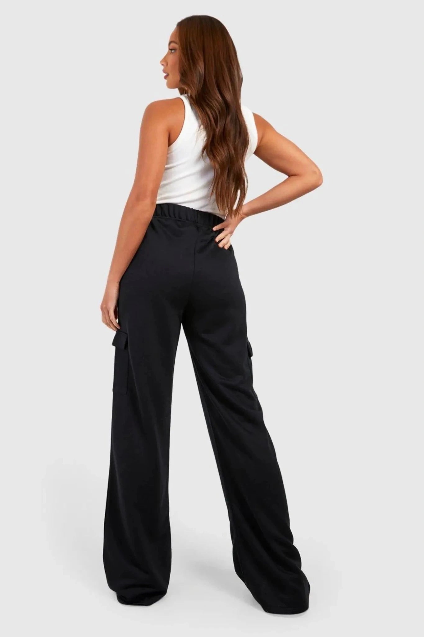 D600 WIDE LEG CARGO TROUSER - BLACK