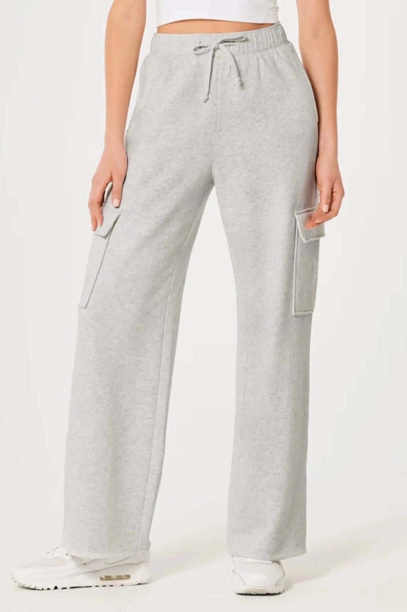 ZARA GREY HIGH WAISTED CARGO SWEATPANT