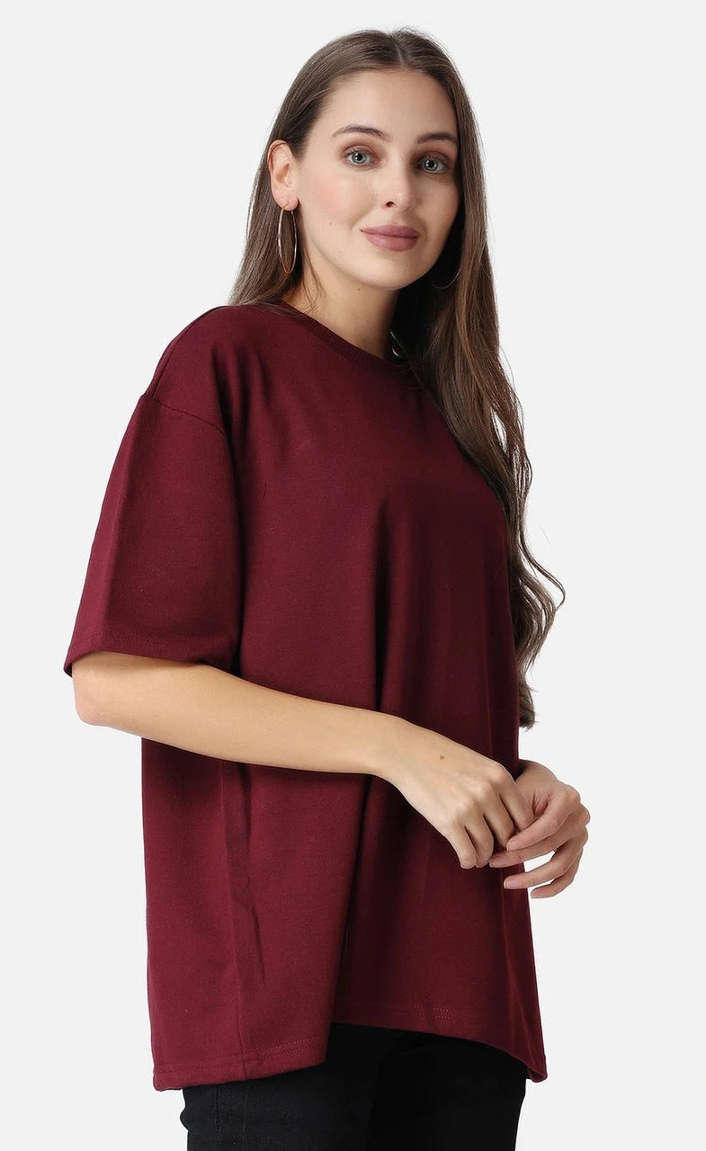 Basic Oversized Tee - Maroon