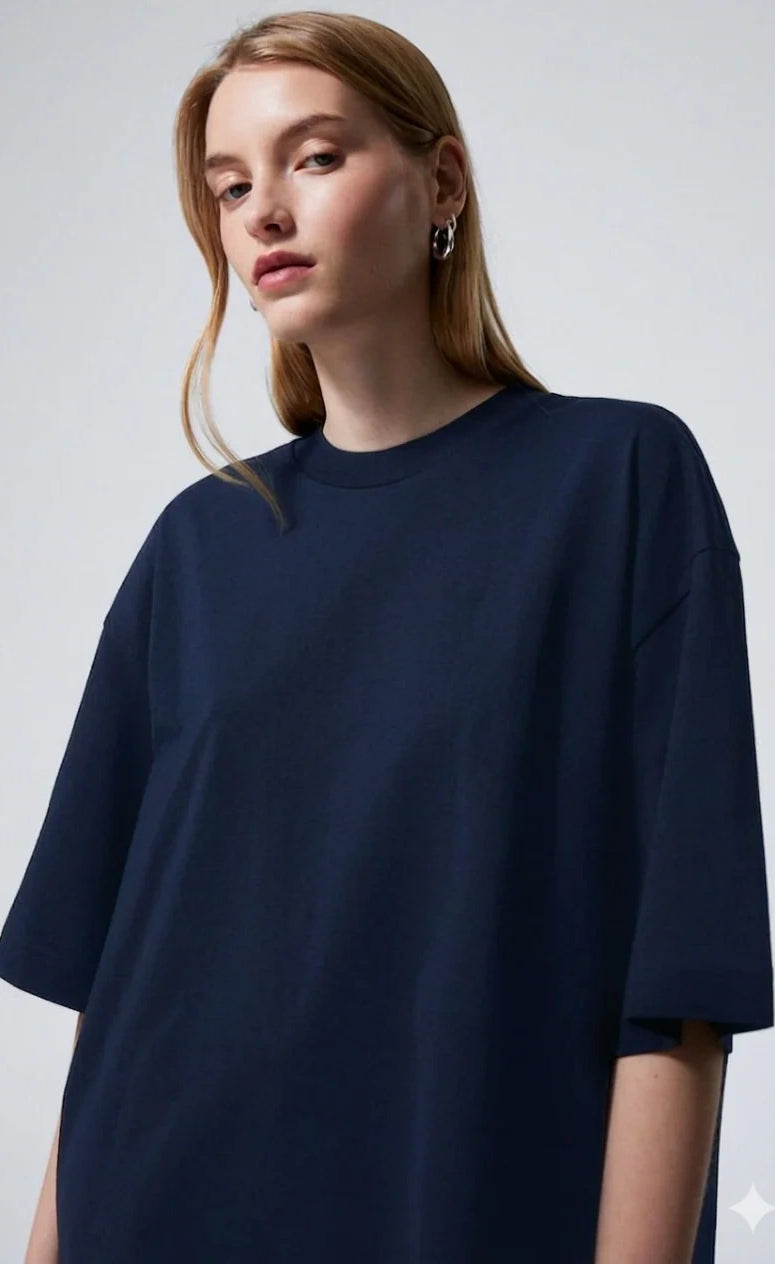 Basic Oversized Tee - Navy Blue