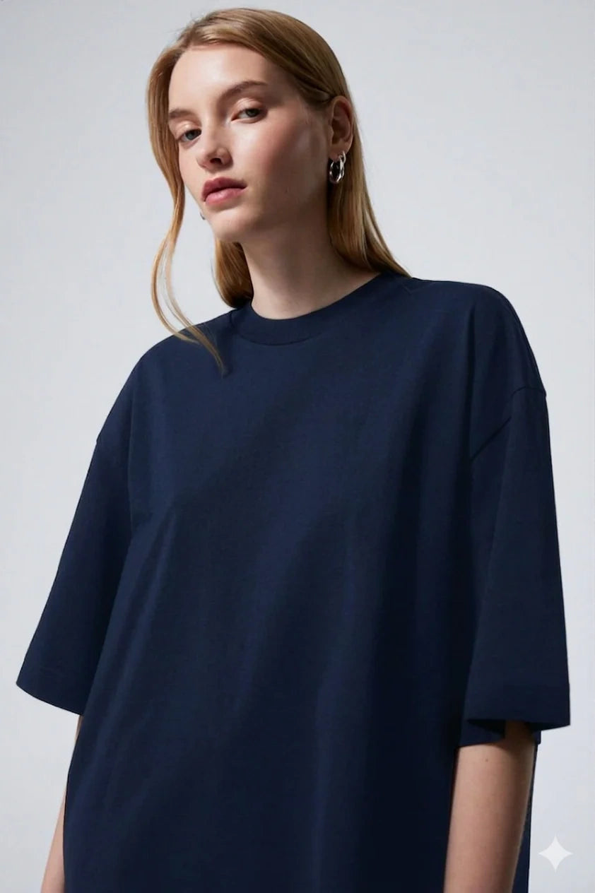 Basic Oversized Tee - Navy Blue