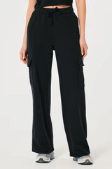 ZARA PURE BLACK HIGH WAISTED CARGO SWEATPANT