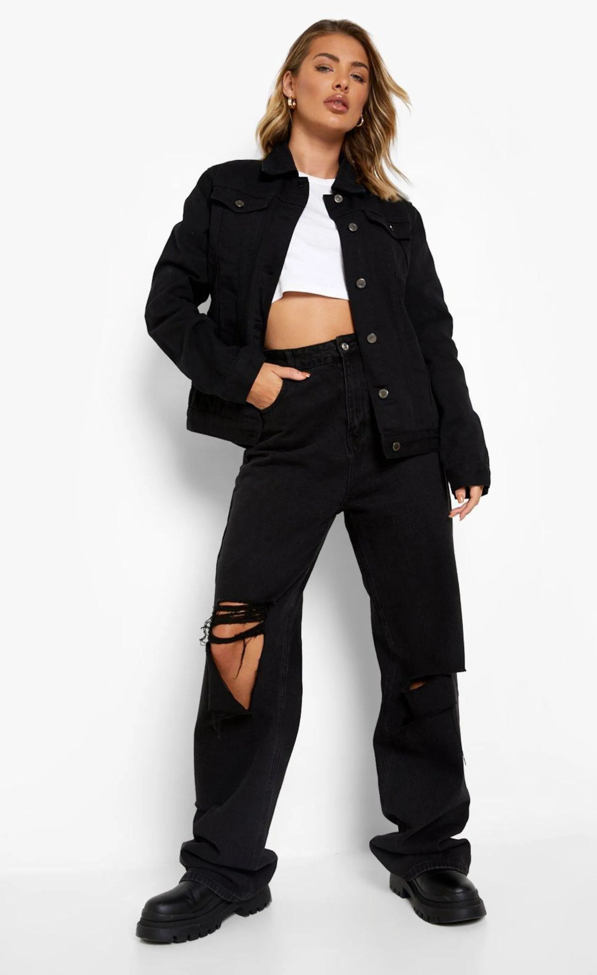 D600 Pure Black Denim Jacket