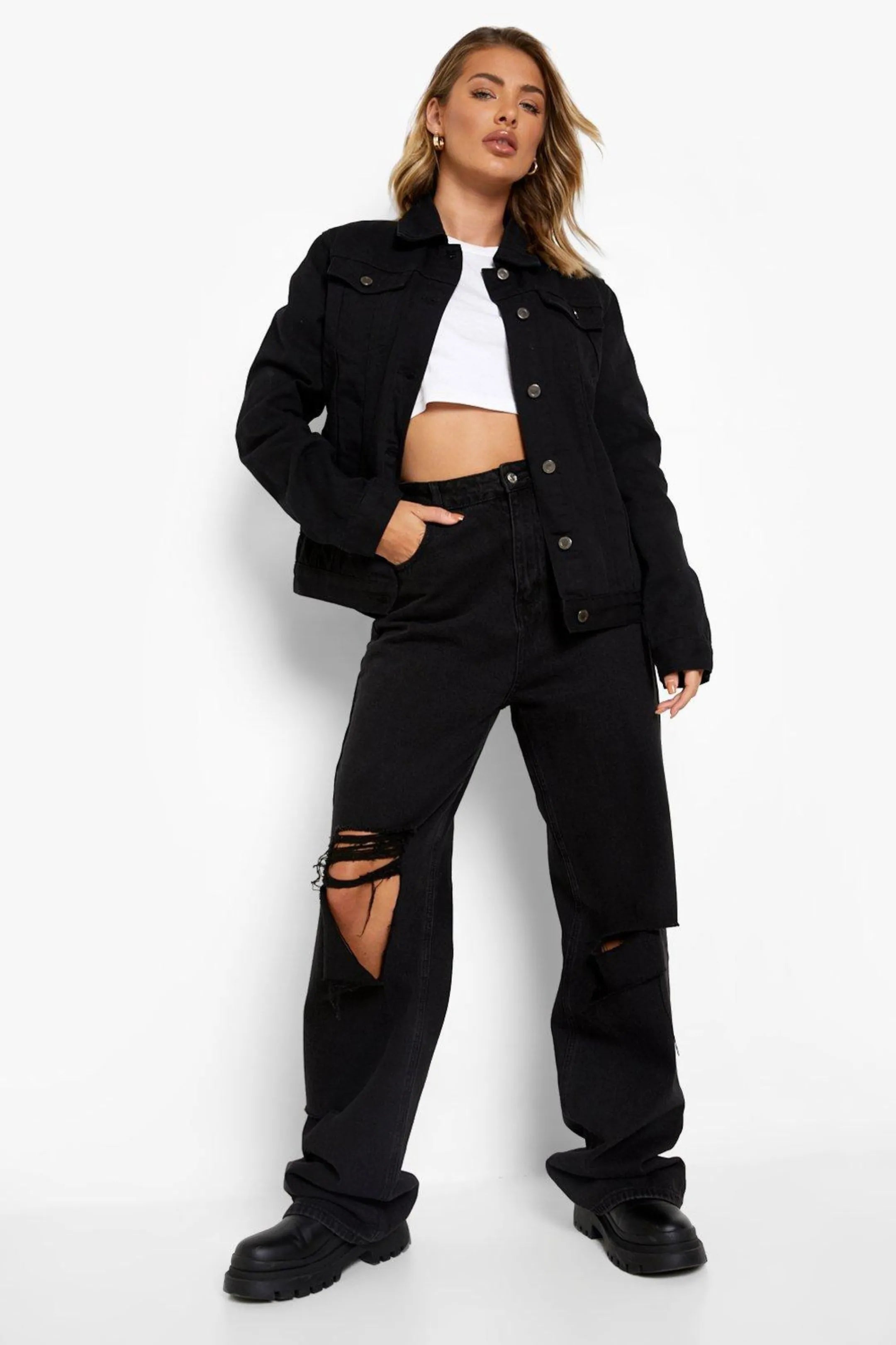 D600 Pure Black Denim Jacket