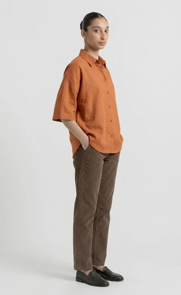 Oversized Button Down Shirt - Mustard