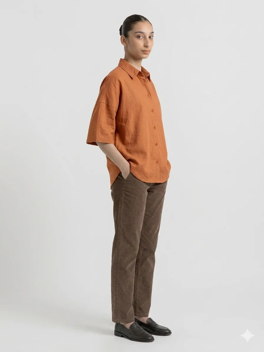 Oversized Button Down Shirt - Mustard