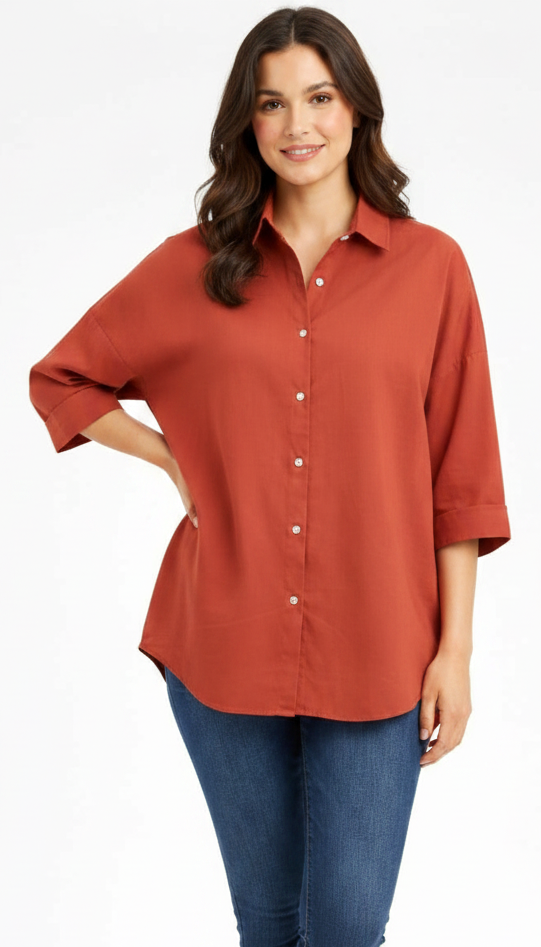 D600 Oversized Essentials Shirt – Mocha Brown