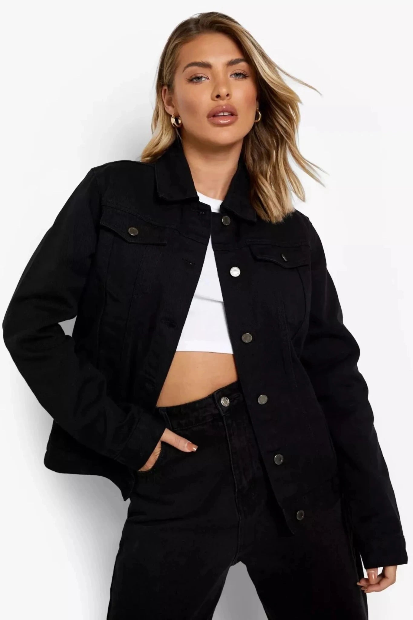 D600 Pure Black Denim Jacket