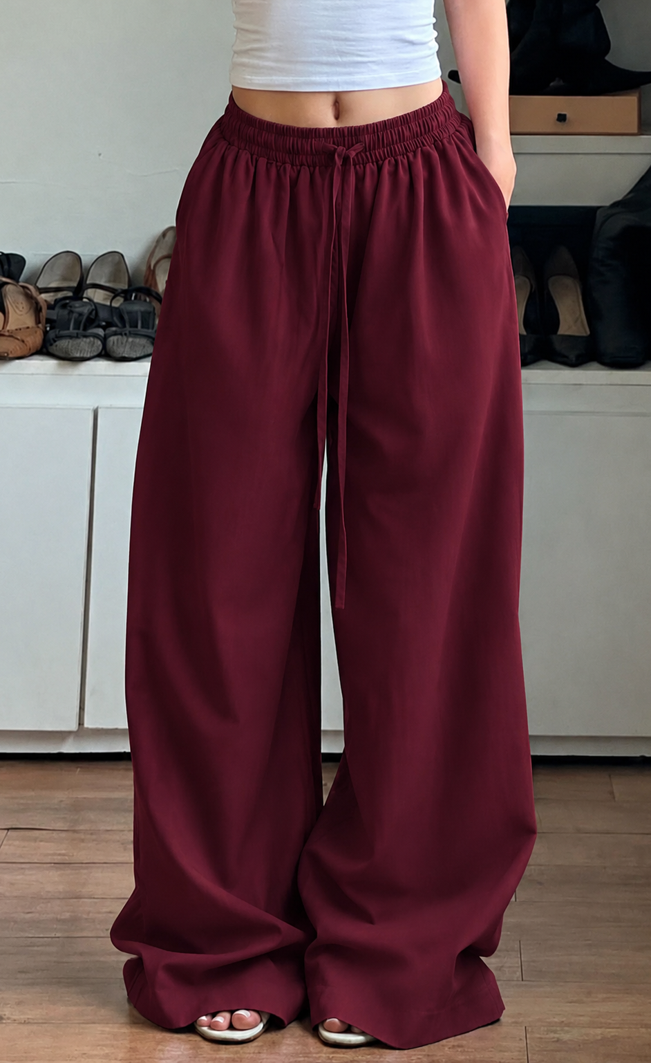 D600 BAGGY Wide-Leg Trouser | Maroon