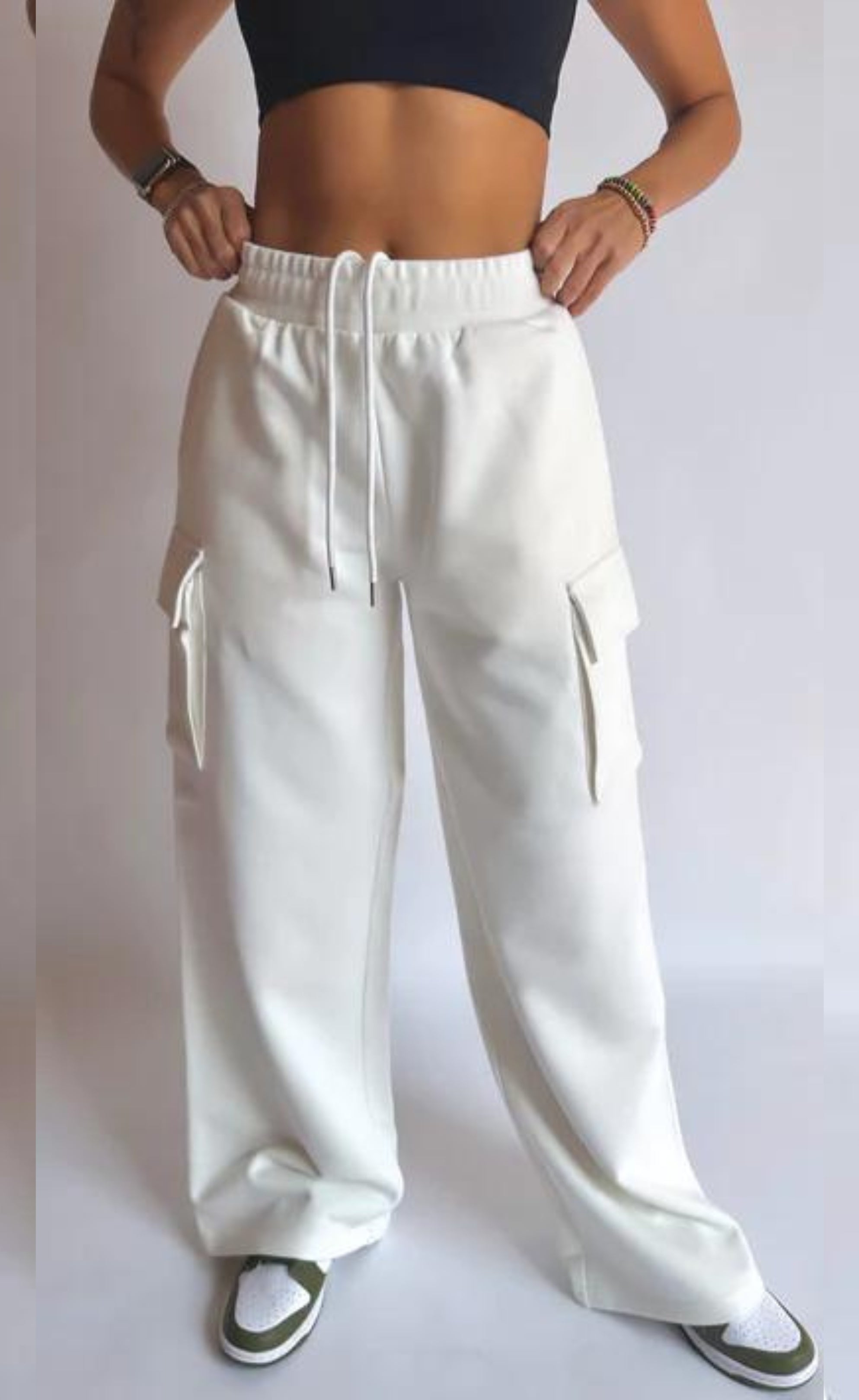 D600 CARGO SWEATPANT - WHITE