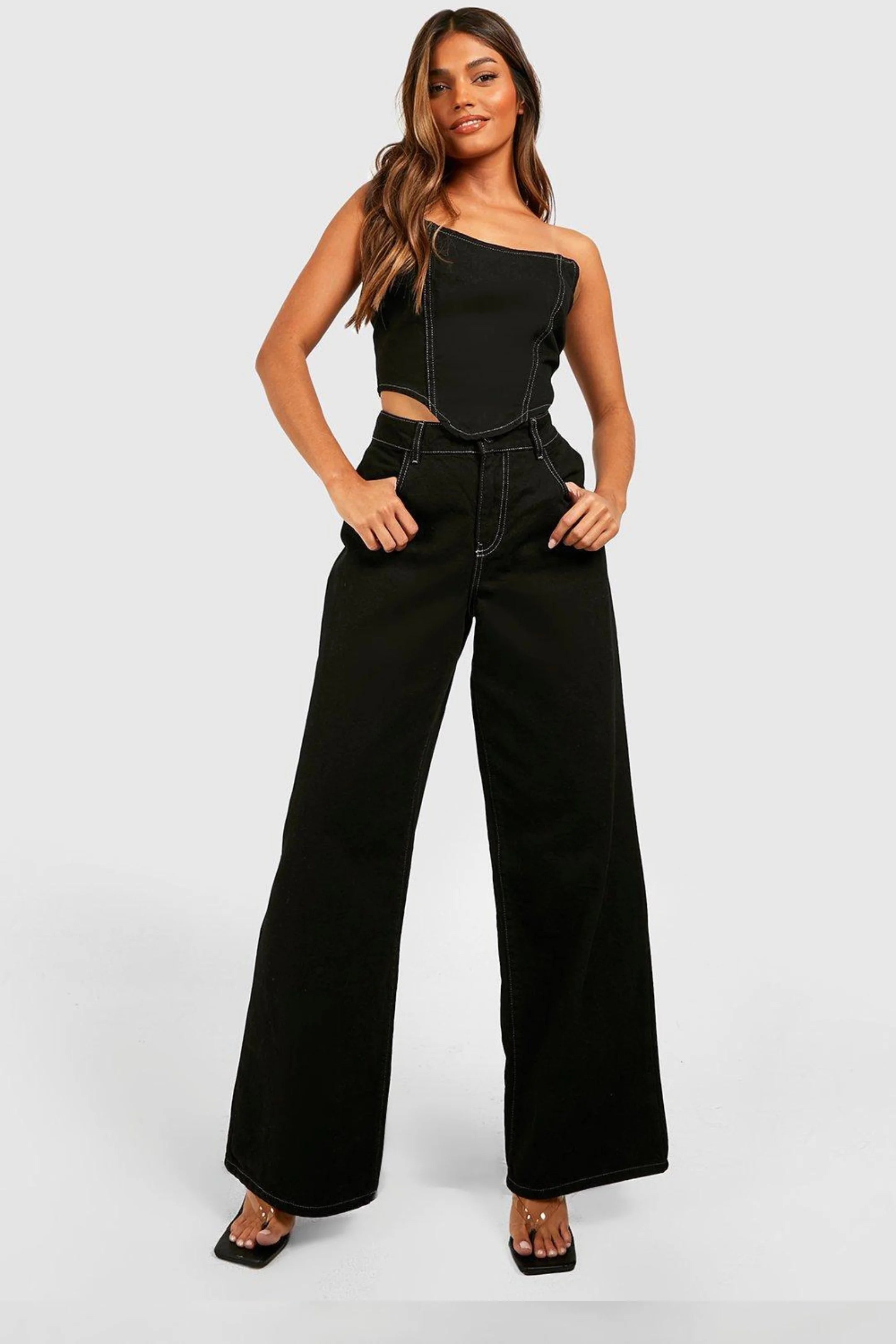 ZARA Wide Leg High Waist Jeans - Black