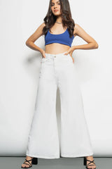 High-Waisted White Wide-Leg Jeans