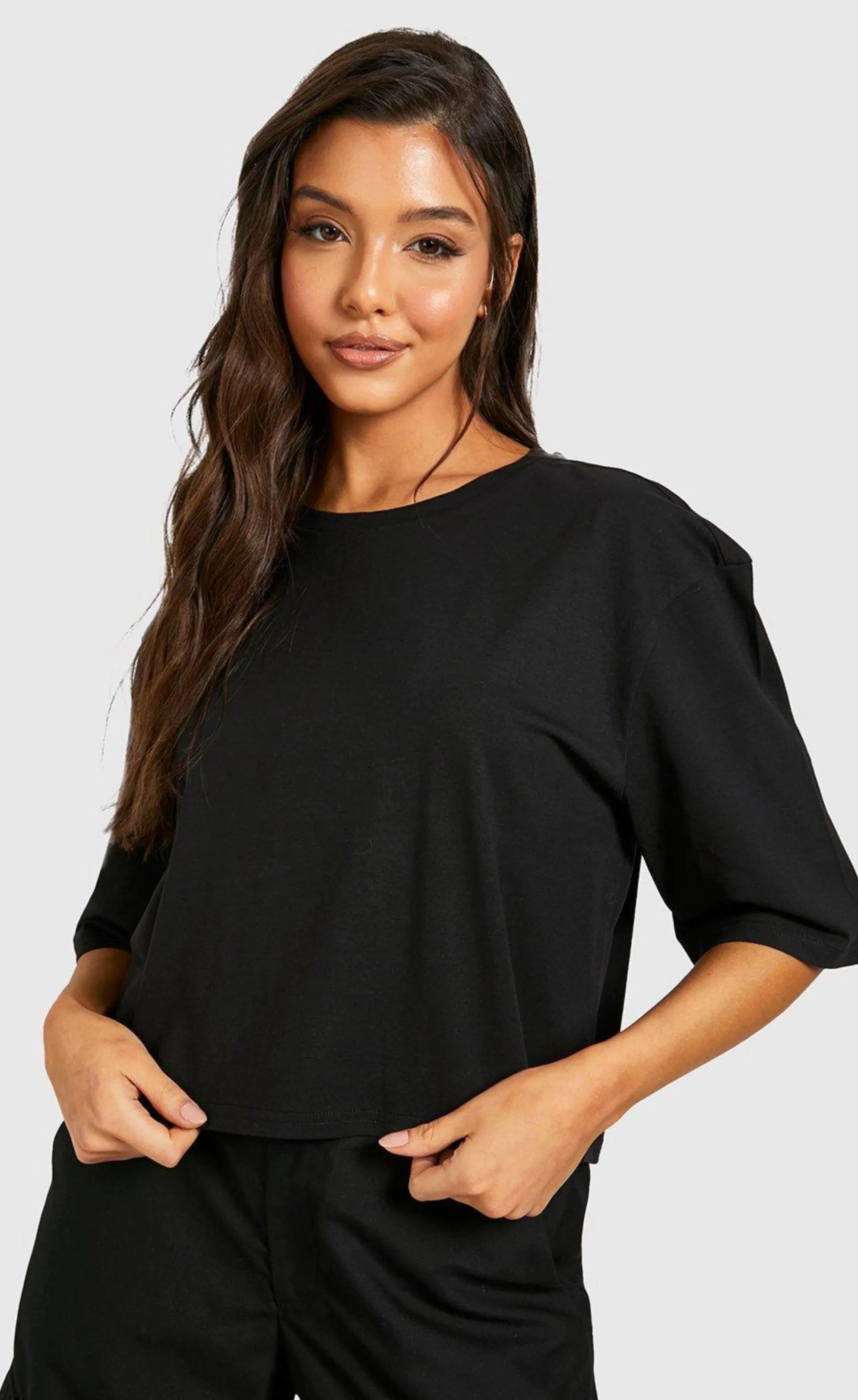 Boat Neck Bat Sleeve Top Black - (Summer Perfect)