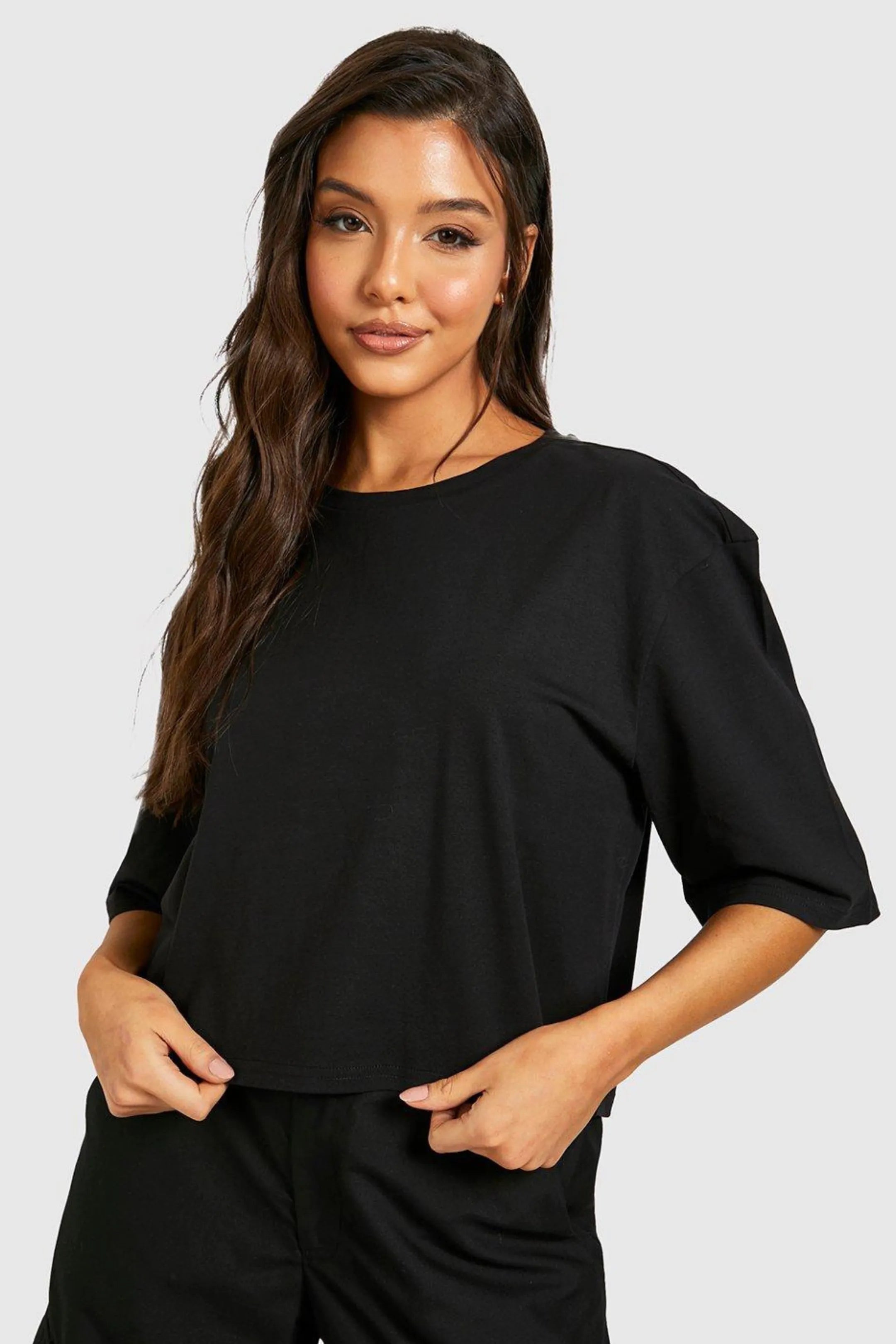 Boat Neck Bat Sleeve Top Black - (MINOR FAULT)