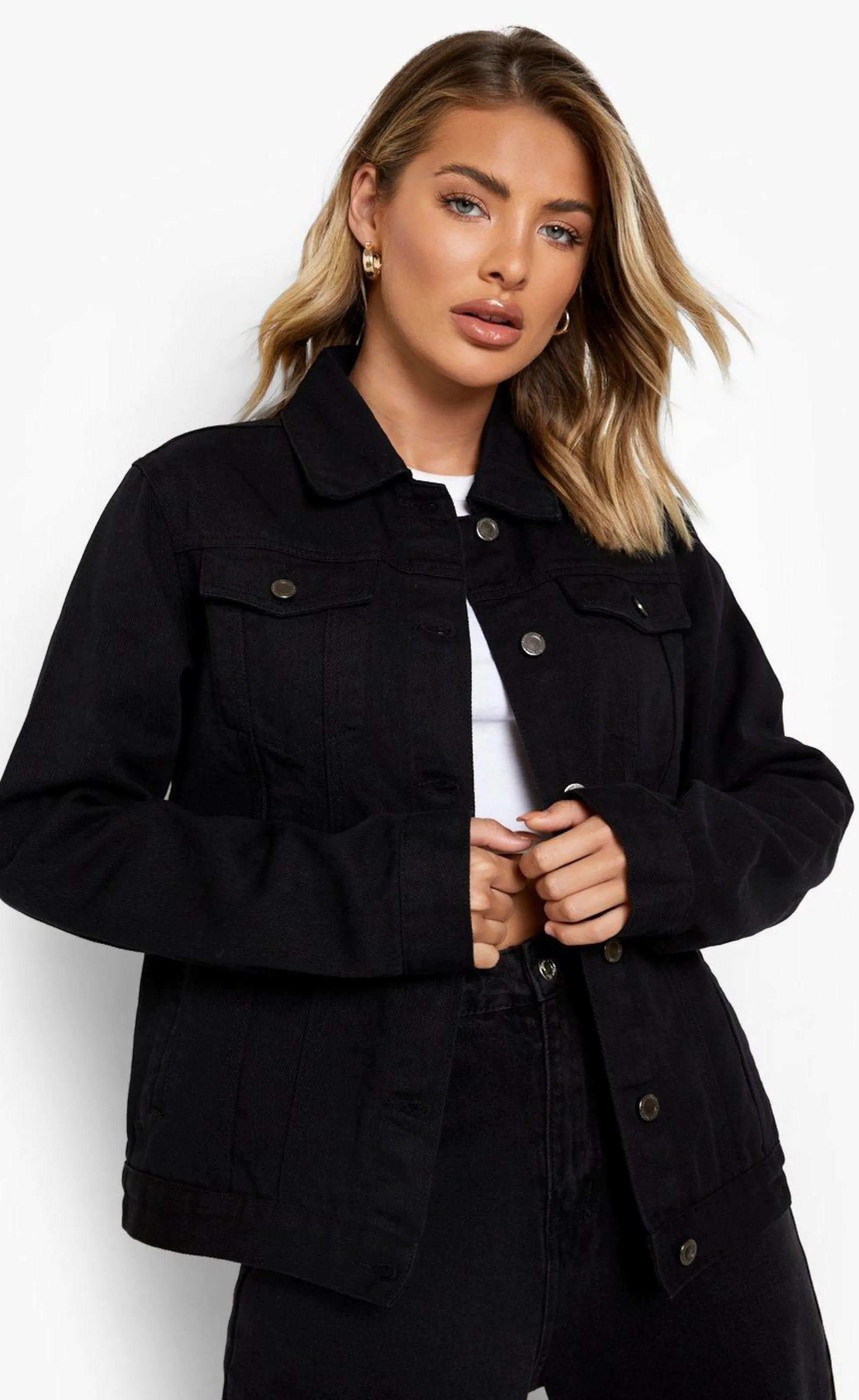 hm pure black denim jacket