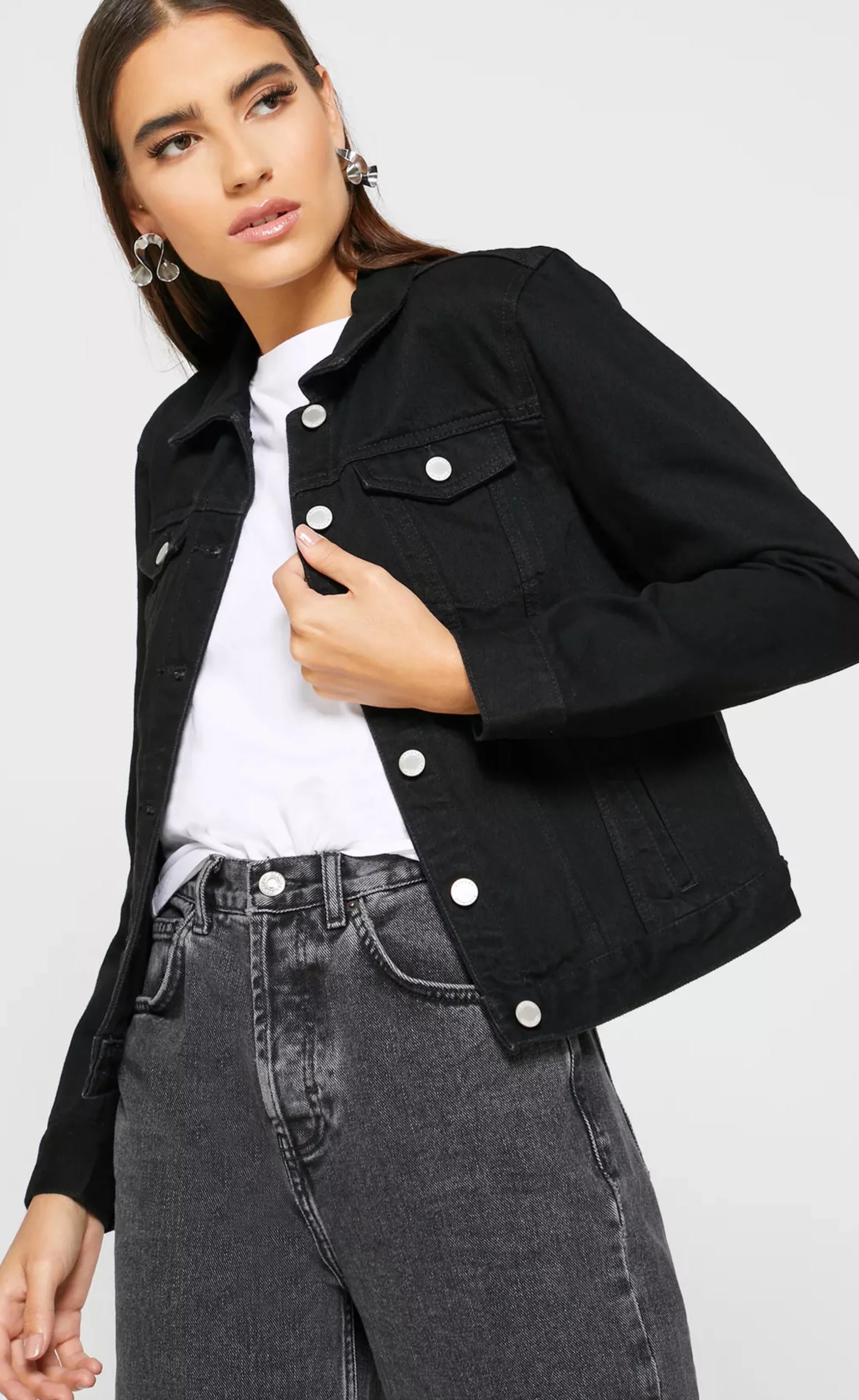 D600 PURE BLACK DENIM JACKET