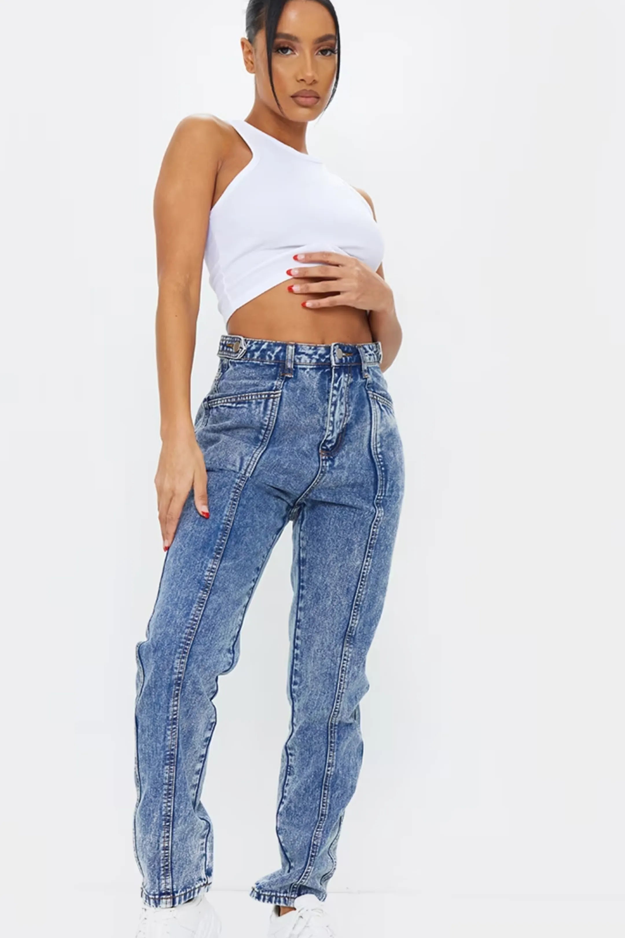 Paperbag Slouchy Jeans (ELASTIC BELT)