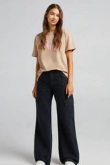 Black Cargo High-Waist Wide-Leg Jeans