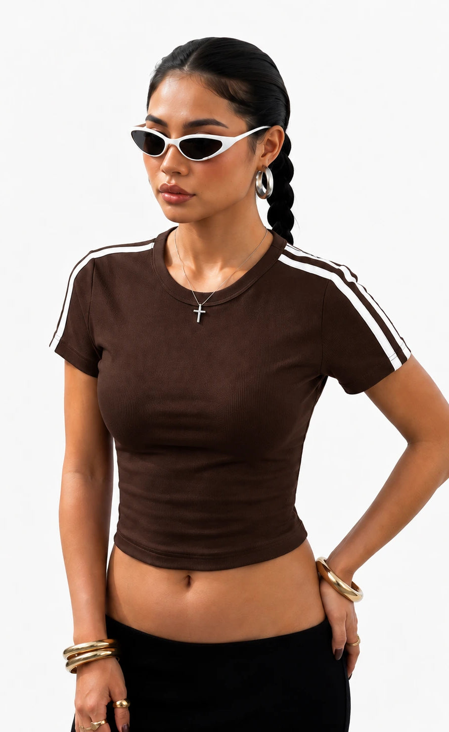 Essential Stripe Tee | Brown