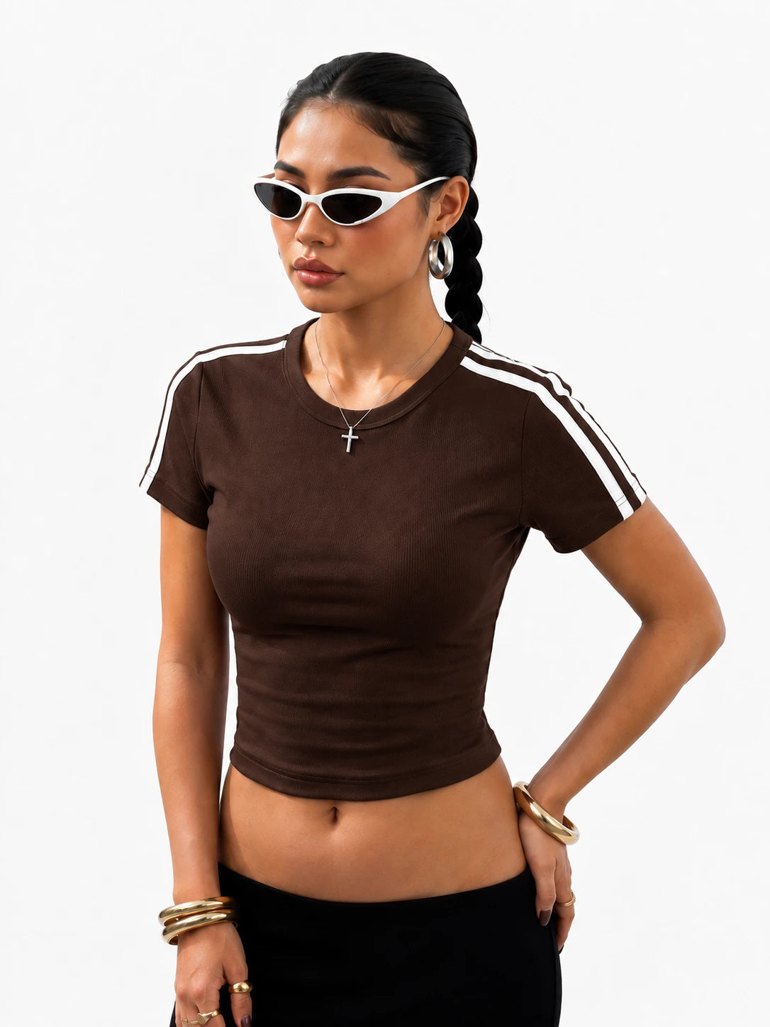 Essential Stripe Tee | Brown