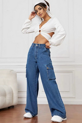 High Rise Wide Leg Cargo Jeans