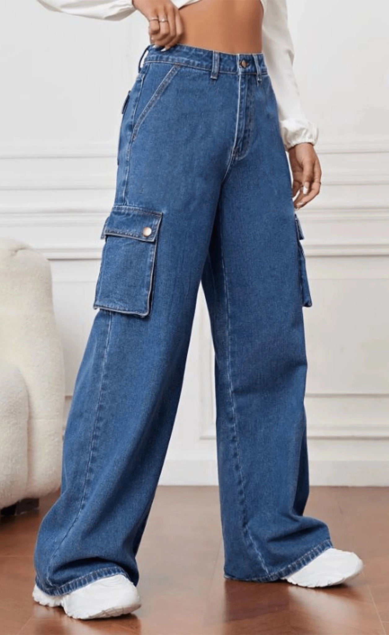 High Rise Wide Leg Cargo Jeans