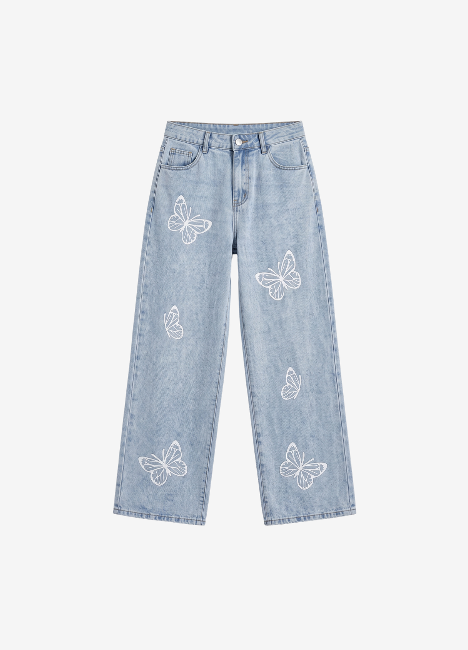 D600 Blue Bloom Wide-Leg Jeans (MINOR FAULT)