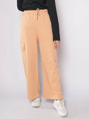 D600 - Light Brown Wide Leg Cargo Trousers