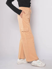 D600 - Light Brown Wide Leg Cargo Trousers