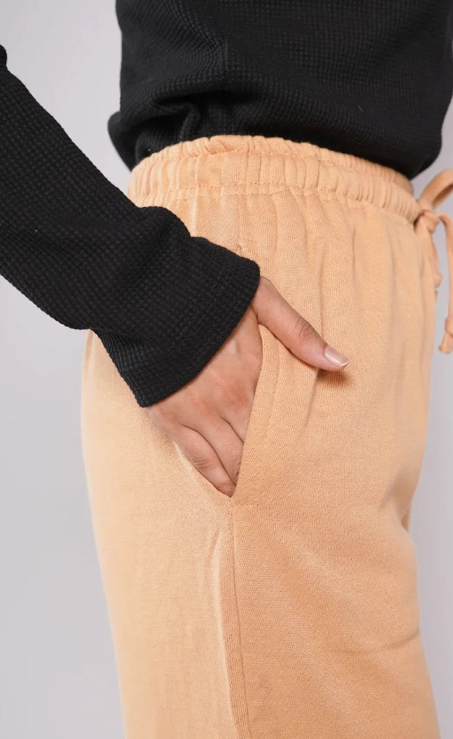 D600 - Light Brown Wide Leg Cargo Trousers