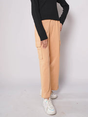 D600 - Light Brown Wide Leg Cargo Trousers