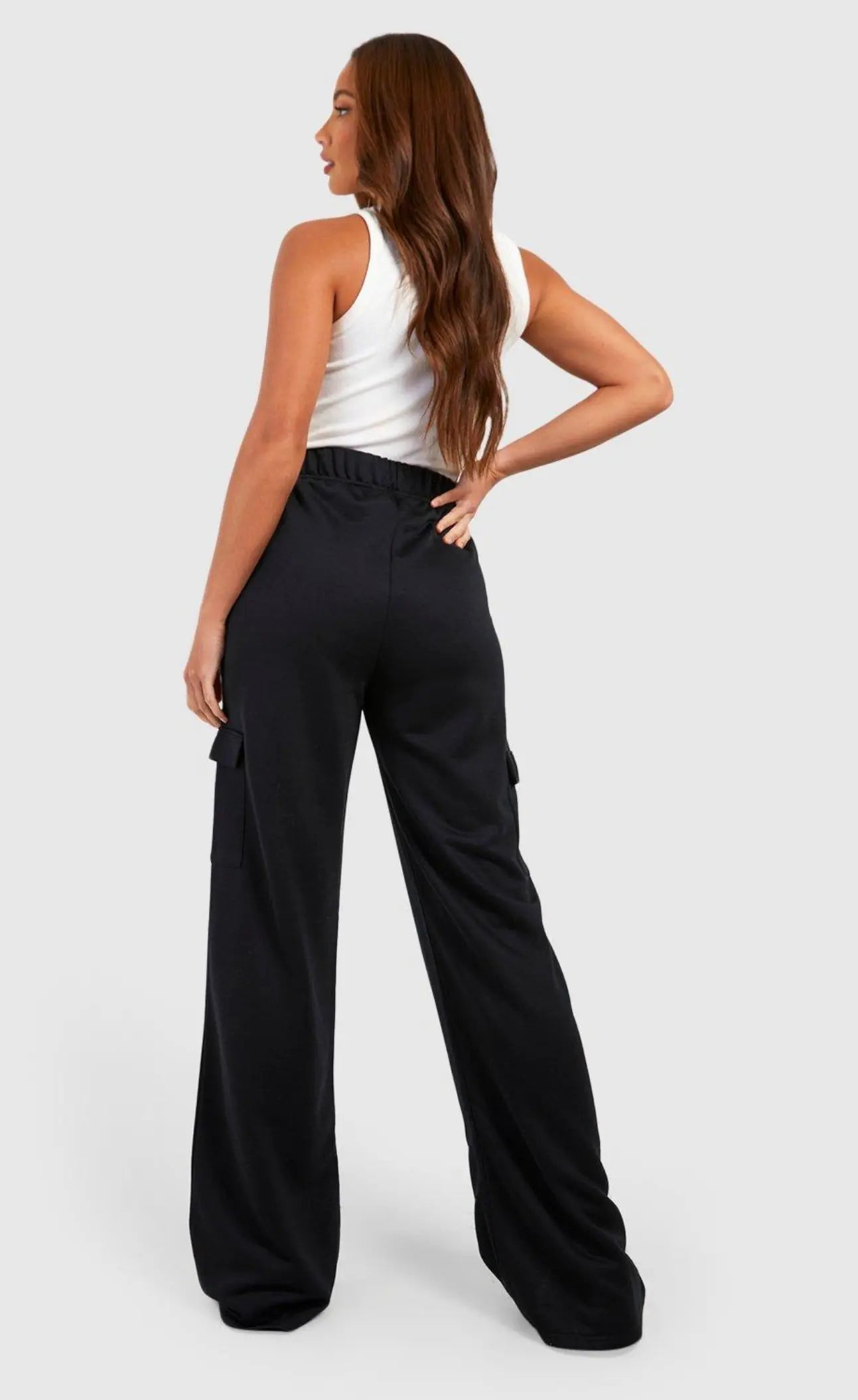 D600 WIDE LEG CARGO TROUSER - BLACK