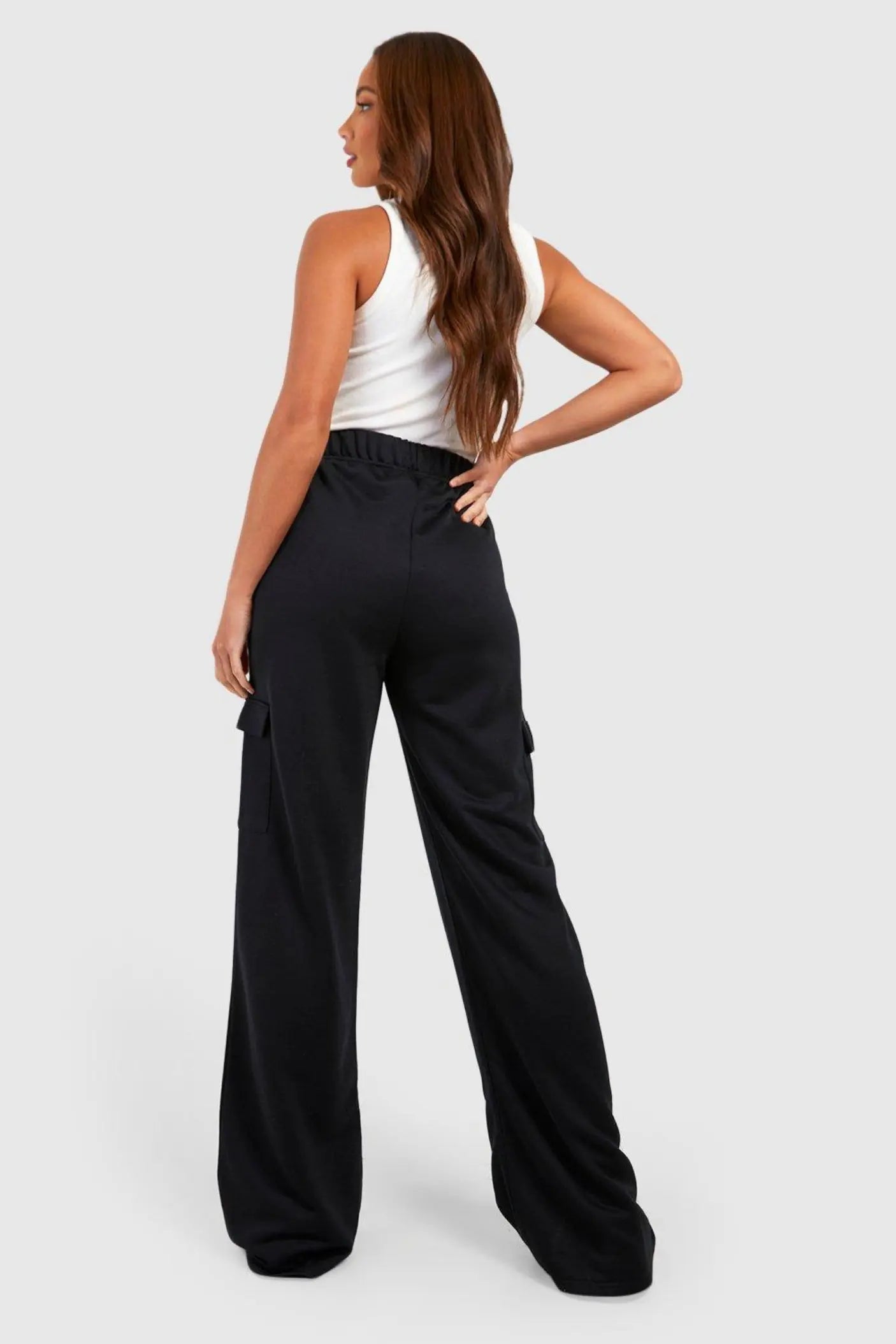 D600 WIDE LEG CARGO TROUSER - BLACK