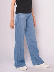 D600 - Mid Wash High Waist Wide Leg Jeans