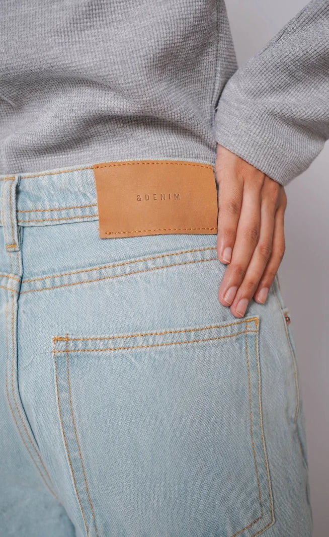 D600 - Ice Blue High Waist Wide Leg Jeans