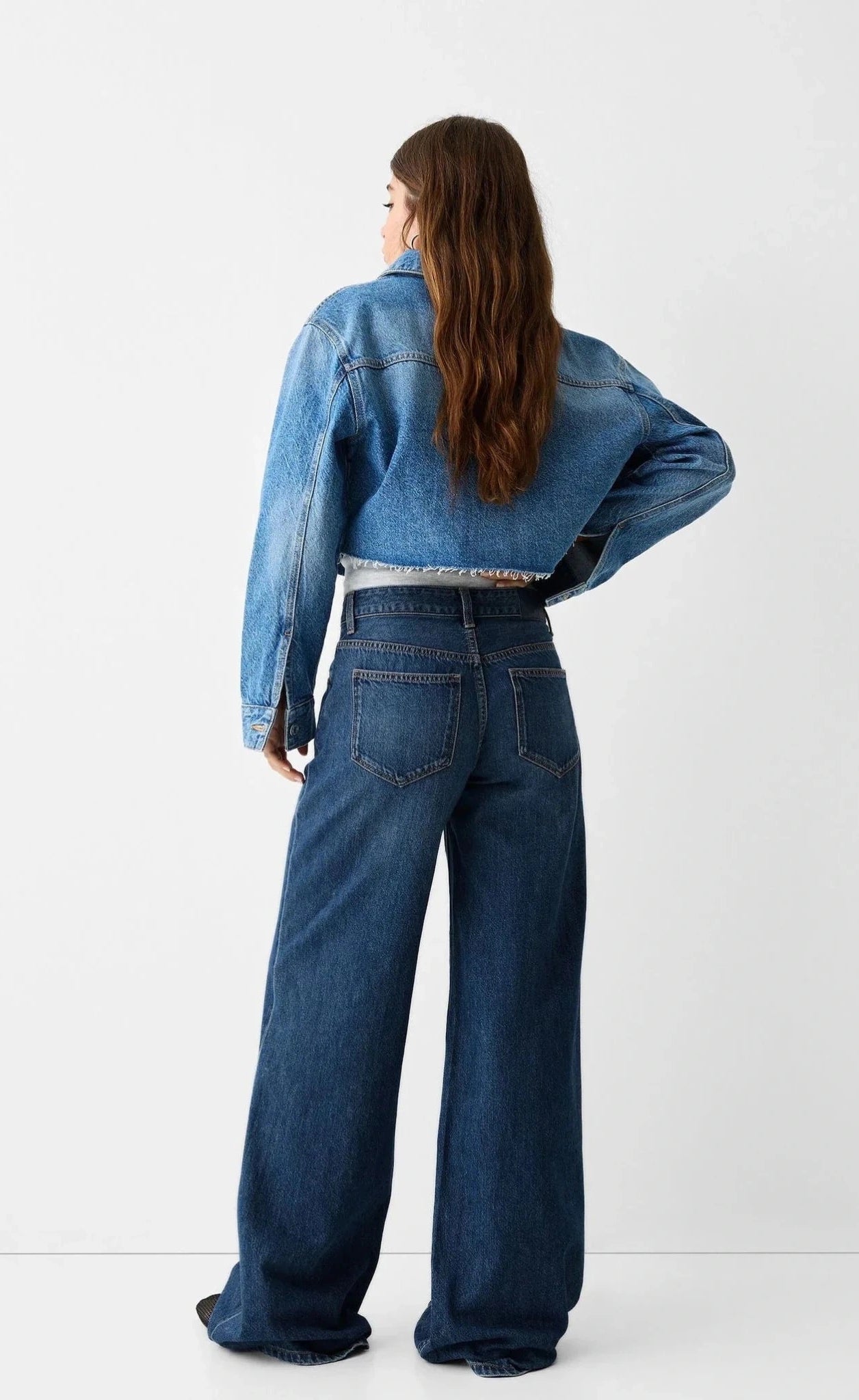 D600 High Waist Wide Leg Jeans | Dark Blue Wisker (MINOR FAULT)