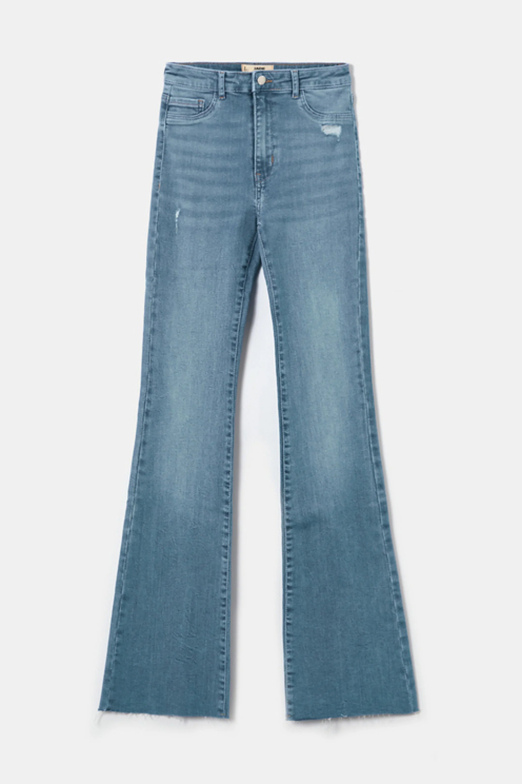 TW Frayed Hem High-Waisted Flared Jeans