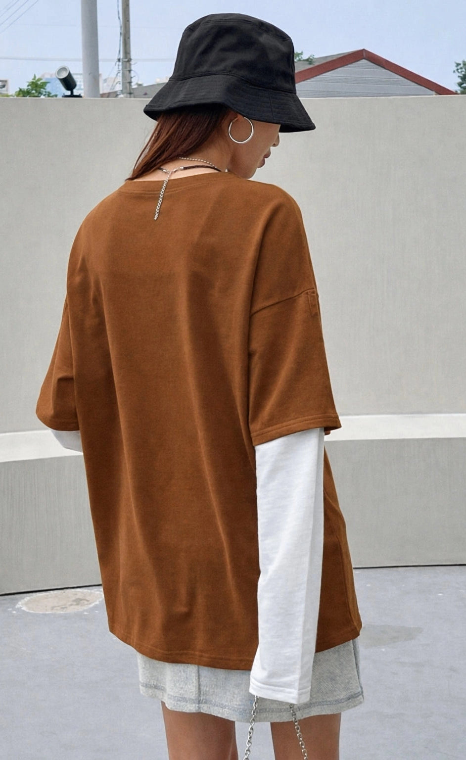 Oversized Layered T-Shirt - Mustard