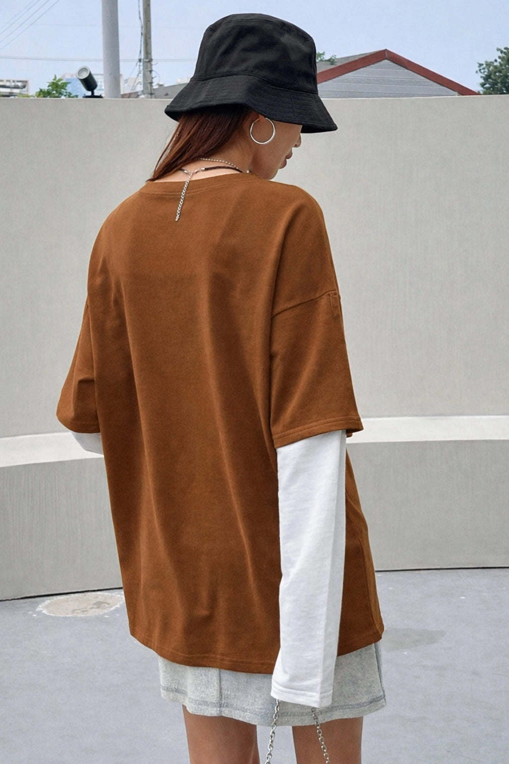 Oversized Layered T-Shirt - Mustard