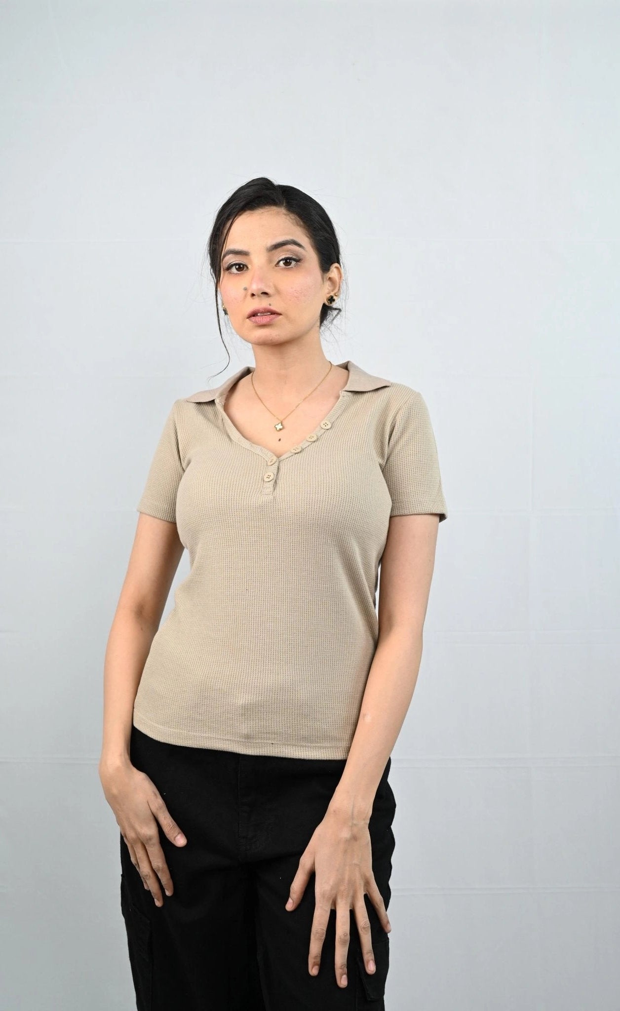 D600 Ribbed Button Polo Tee - (Summer Perfect)