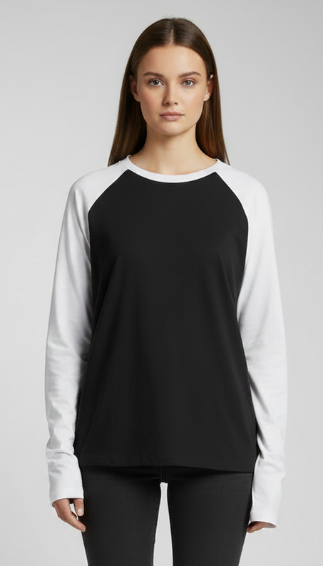 Contrast Raglan Sleeve Top | Black/White