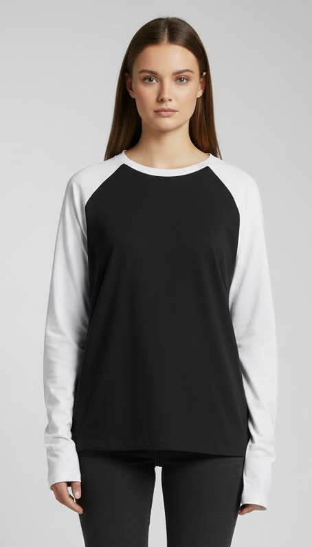 Contrast Raglan Sleeve Top | Black/White