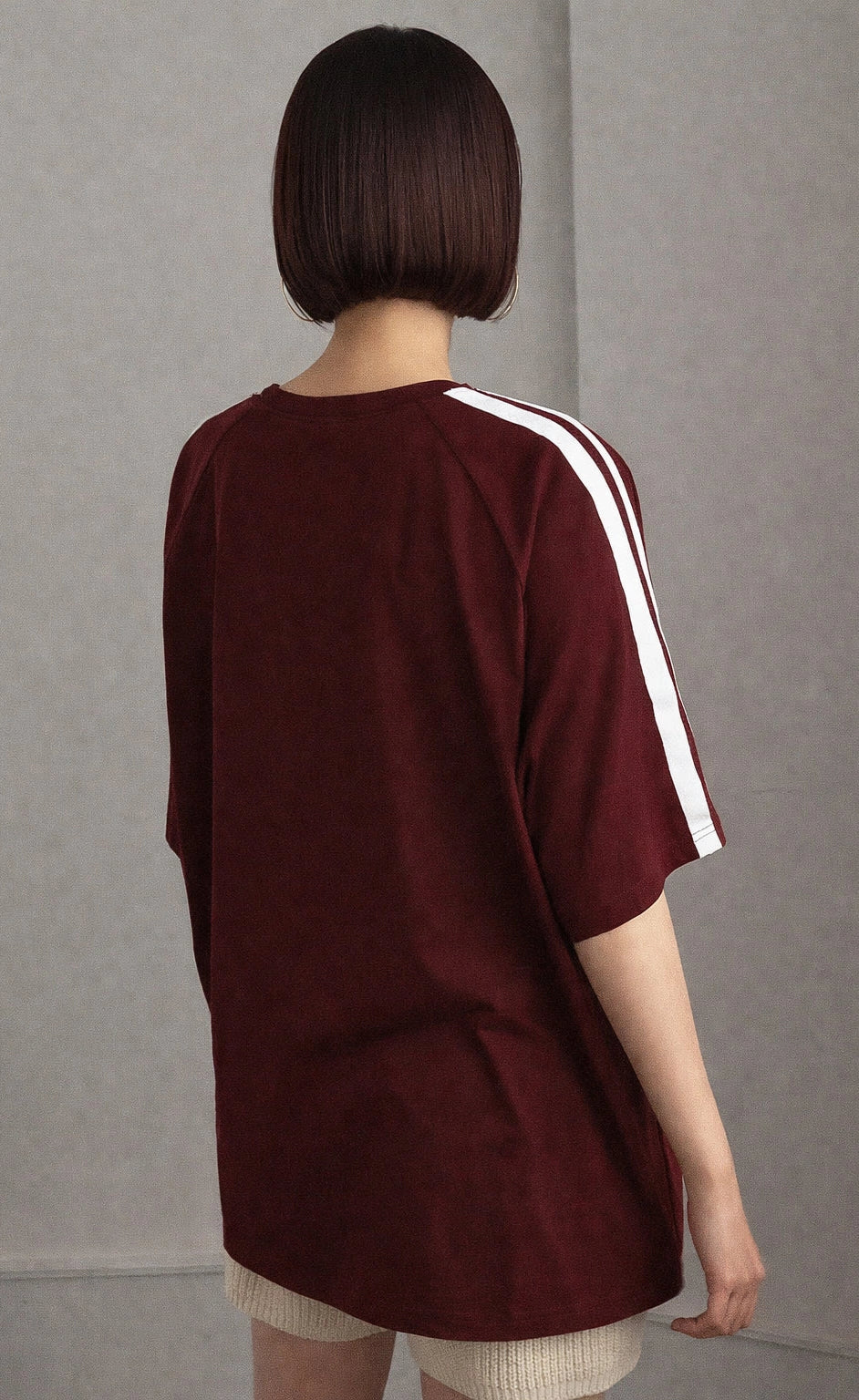 Oversized Stripe T-Shirt - Maroon