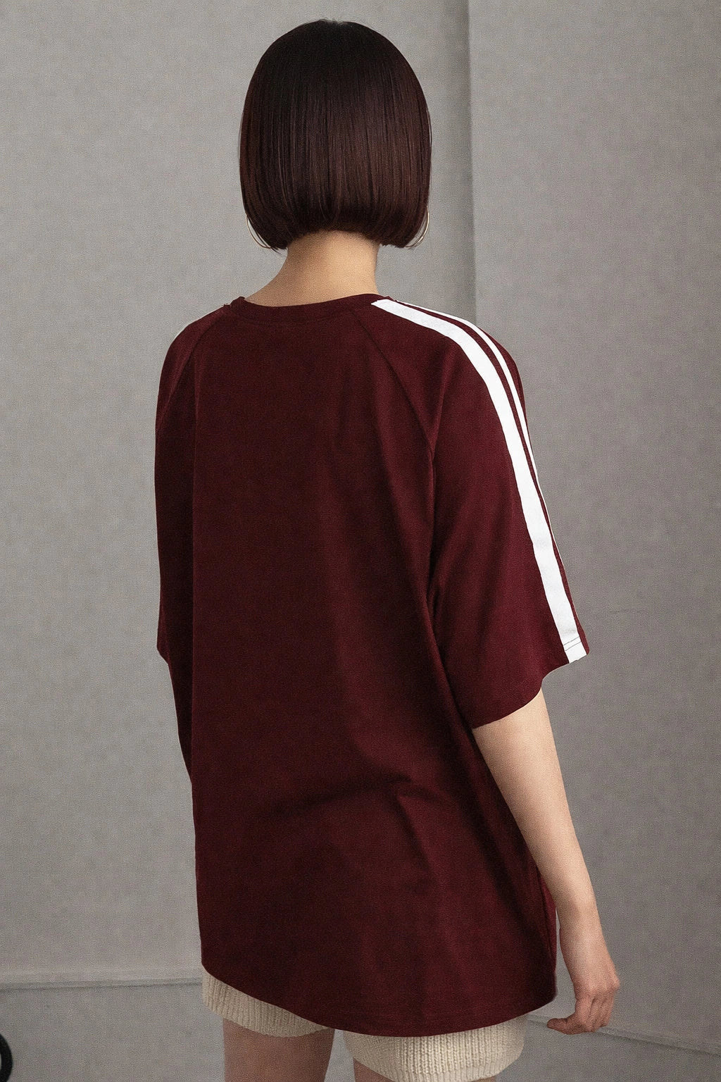 Oversized Stripe T-Shirt - Maroon
