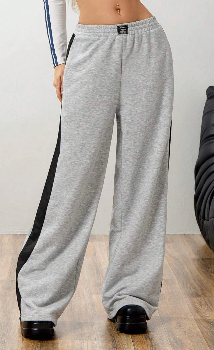 D600 Grey Side Panel Wide Leg Trouser