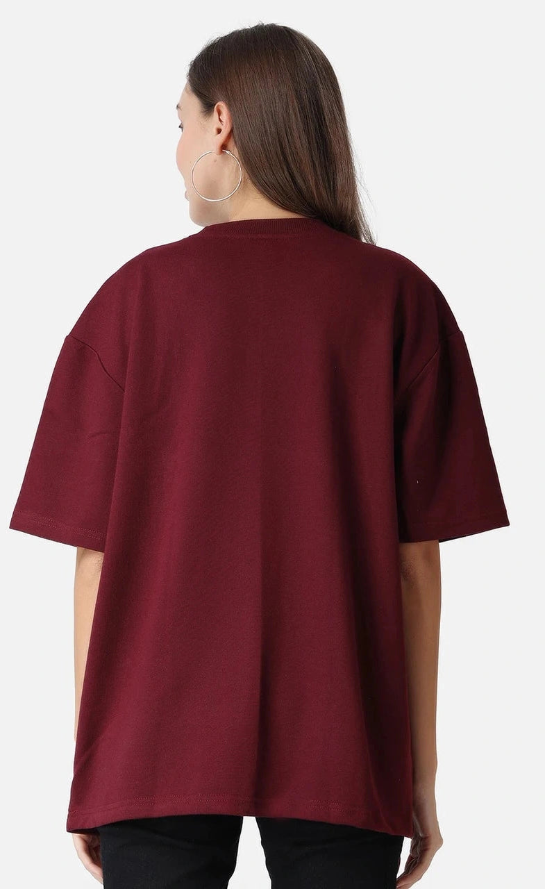 Basic Oversized Tee - Maroon